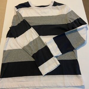 Boys nice cotton tee - black, gray, white striped